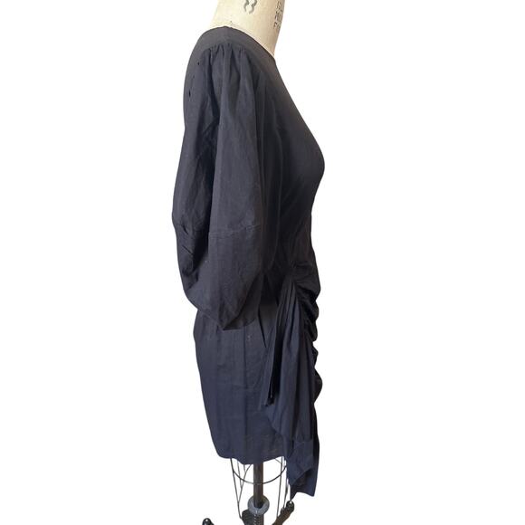 RHODE Pia Mini Dress w/ Puff Sleeves & Ruffle Trim in Black Size Large - Picture 4 of 8